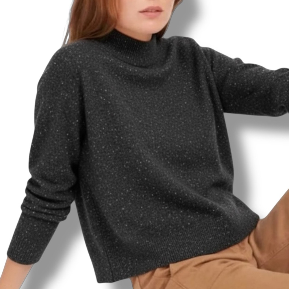 Everlane Cashmere Nep Mock Neck Dark Gray Sweater Small Womens Pullover Knit Top
